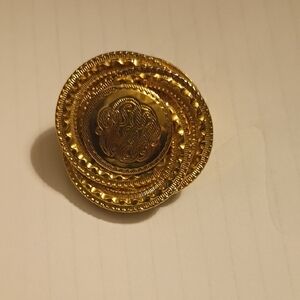 Elegant Gold-Tone Statement Scarf Pin Brooch